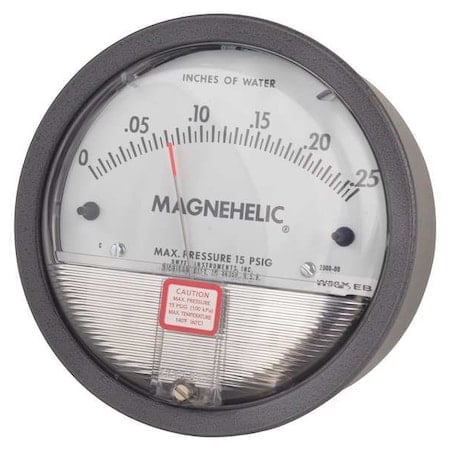 Dwyer Magnehelic Pressure Gauge, 0 to 0.25 In H2O MPN:2000-00