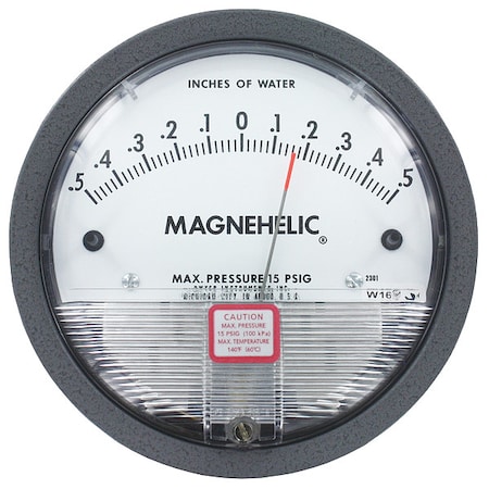 Differential pressure gage, range 0.5-0-0.5