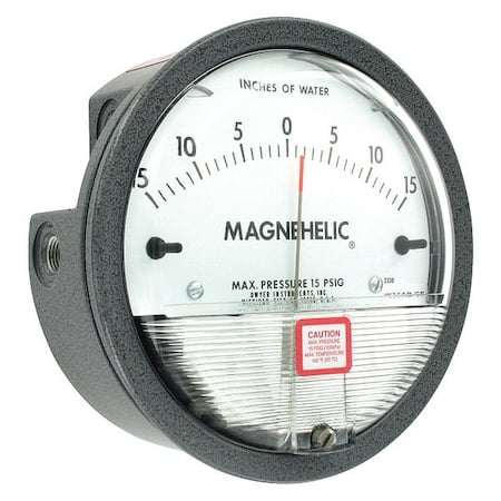 Differential pressure gage, range 15-0-15