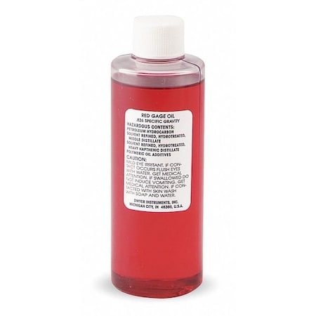 4 oz bottle of red gage fluid, .826 sp. gr. MPN:A-102