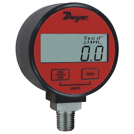 Digital Industrial Compound Gauge, -30 to 0 to 100 psi, 3 in Dial, 1/4 in NPT, Bottom Location MPN:DPGA-12