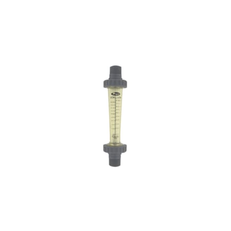 Polycarbonate flowmeter, range 2.5-25 GPM (10-100 LPM) water, 1