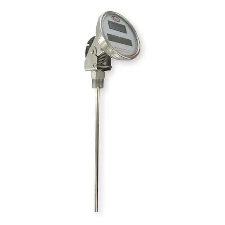 Digital solar-powered bimetal thermometer, range -58 to 302 Degrees F, 15