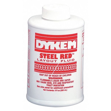 Dykem Steel Red, Layout Fluid, Bottle, 8 oz MPN:80496