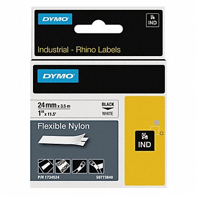 Label Tape Flex Nylon 1 Black/White MPN:DYM1734524