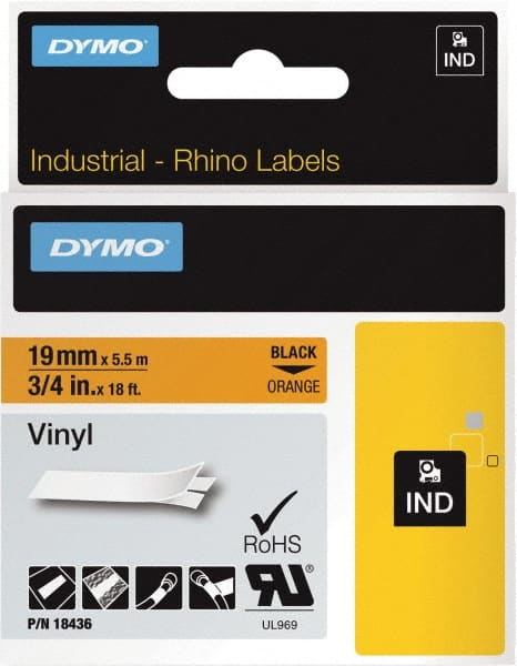 Label Maker Label: Black on Orange, 216