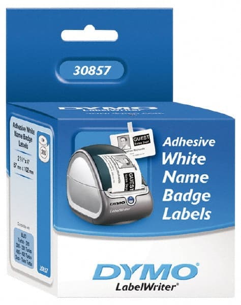 Label Maker Label: White, Die Cut Paper with Semi Perm Adhesive, 4