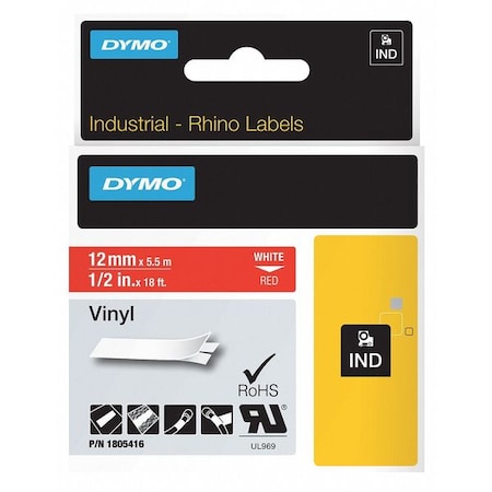 Label Tape Cartridge, White/Red, Labels/Roll: Continuous MPN:1805416