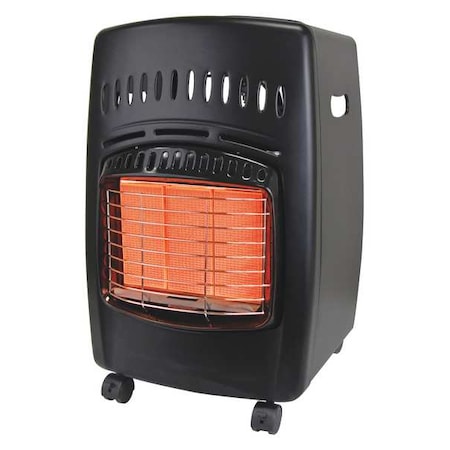 Portable Gas Floor Heater, Liquid Propane, Matchless Piezo, 6000 to 18, 000 BtuH, 14 3/4 L MPN:RA18LPDG