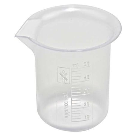 Beaker, Polypropylene, Low Form, 50 mL / 1.69 fl oz Capacity, Not Rated Not Applicable, 20 PK MPN:222075-0050