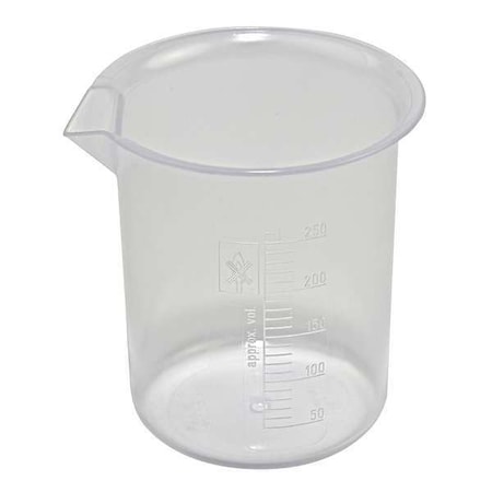 Beaker, Polypropylene, Low Form, 250 mL / 8.45 fl oz Capacity, Not Rated Not Applicable, 8 PK MPN:222075-0250