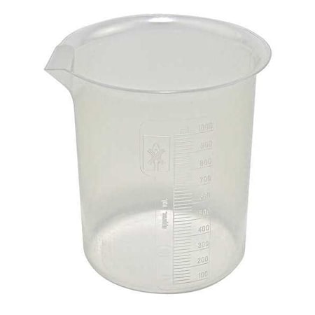 Beaker, Polypropylene, Low Form, 1 L / 33.81 fl oz Capacity, Not Rated Not Applicable, 4 PK MPN:222075-1000