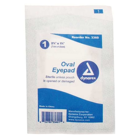 Oval Eye Pads, Strle, 1-5/8x2-5/8in, PK600 MPN:3360