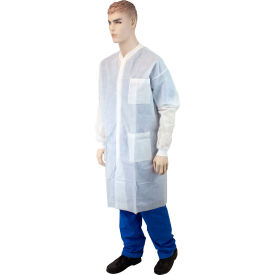 Dynarex® LabChoice Disposable Lab Coat with 3 Pockets L White Pack of 30 2064