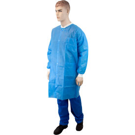 Dynarex® LabChoice Disposable Lab Coat with 3 Pockets L Blue Pack of 30 2074