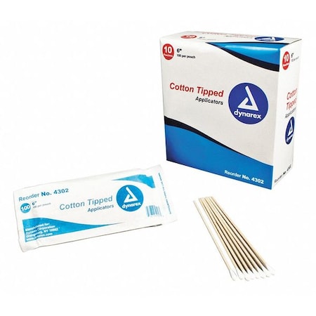 Cotton Tip Swab, Non-Sterile, 6