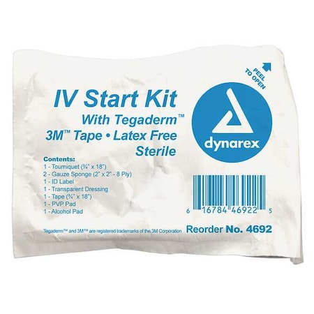 IV Start Kit, Polyethylene, Tyrek, 5 5/16 in L, 3 15/16 in W MPN:4692