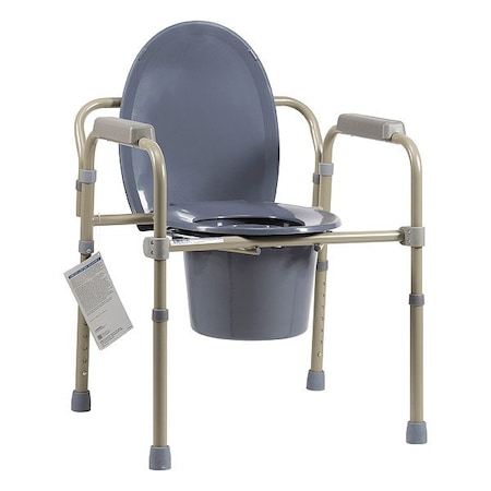 Commode Chair, Gray, Steel MPN:10373
