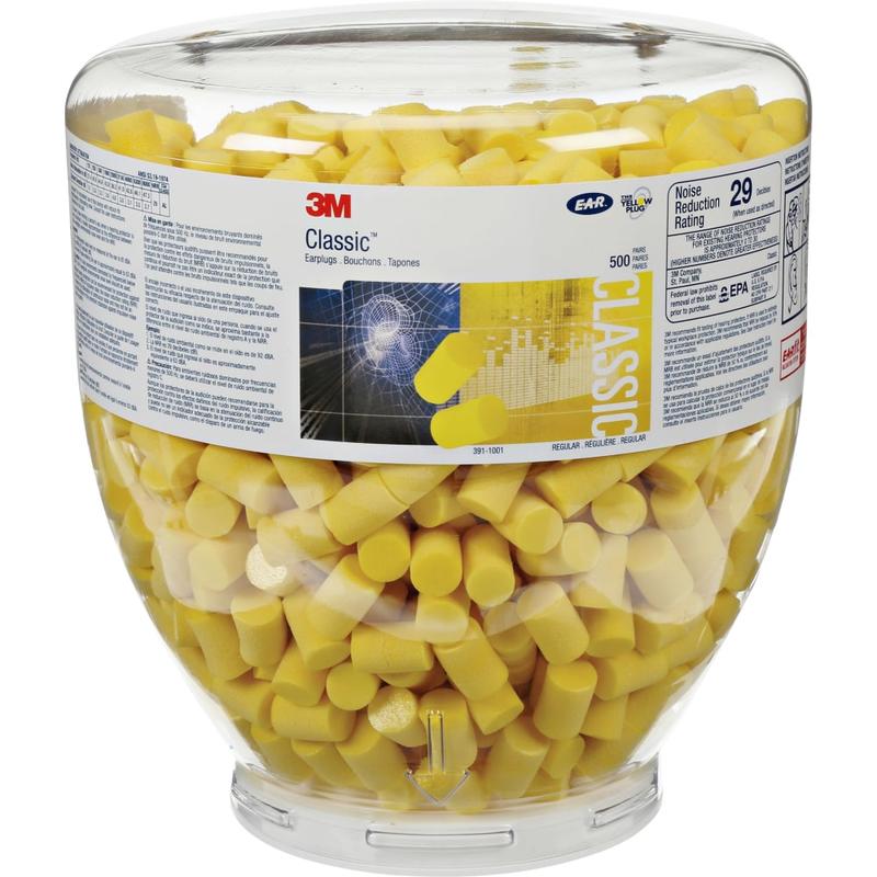 E-A-R Classic Earplugs - Medium Size - Yellow - Polyurethane Foam - 2/Pair - 1 Bottle MPN:MMM3911001