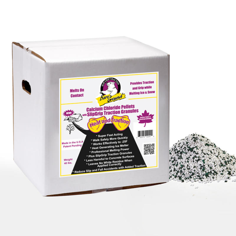 Bare Ground Calcium Chloride Pellets, With Traction Granules, 40-Lb Box MPN:CCPSG-40
