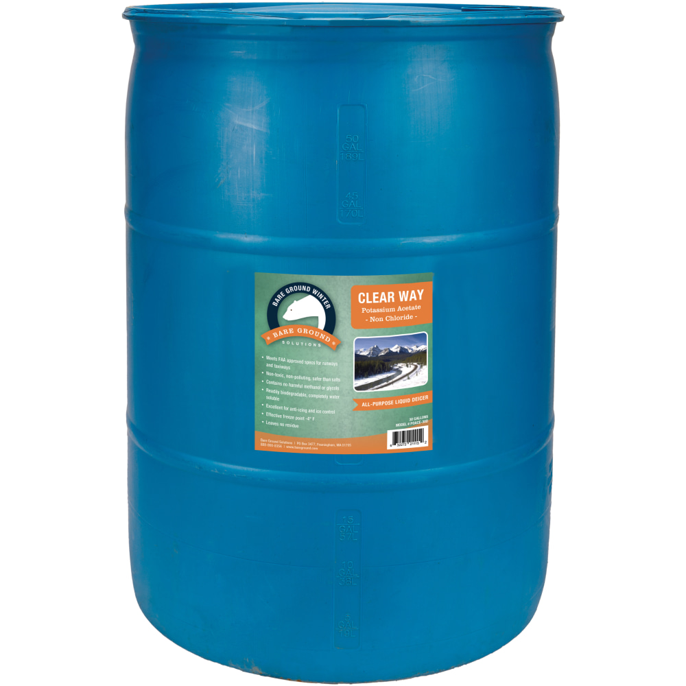 Bare Ground Clear Way Non-Chloride Potassium Acetate Liquid De-Icer, 30 Gallons MPN:POACE-30D