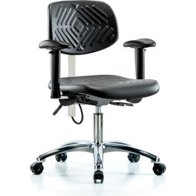 Blue Ridge Ergonomics Polyurethane ESD Desk Height Chair with Adjustable Arms ESD Casters Black ESD-PDHCH-CR-T0-A1-EC