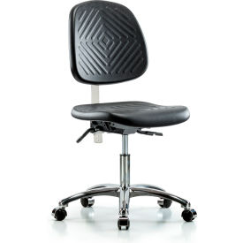 Blue Ridge Ergonomics Class 10 Polyurethane Clean Room Desk Height Chair with Mid Back Black NCR-PDHCH-MB-CR-T0-A0-CC-BLK
