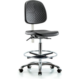 Blue Ridge Ergonomics Class 10 Polyurethane Clean Room High Bench Height Chair with Mid Back Black NCR-PHBCH-MB-CR-T0-A0-CF-CC-BLK