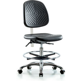 Blue Ridge Ergonomics Class 10 Polyurethane Clean Room Medium Bench Height Chair Mid Back Black NCR-PMBCH-MB-CR-T0-A0-CF-CC-BLK