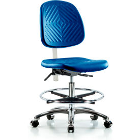 Blue Ridge Ergonomics Class 10 Polyurethane Clean Room Medium Bench Height Chair with Mid Back Blue NCR-PMBCH-MB-CR-T0-A0-CF-CC-BLU