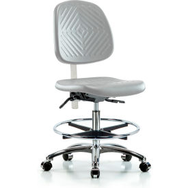 Blue Ridge Ergonomics Class 10 Polyurethane Clean Room Medium Bench Height Chair with Mid Back Gray NCR-PMBCH-MB-CR-T0-A0-CF-CC-GRY