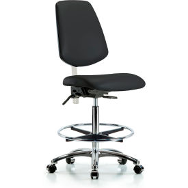 Blue Ridge Ergonomics Class 100 Vinyl Clean Room Med. Bench Height Chair Mid Back Foot Ring Black NCR-VMBCH-MB-CR-T0-A0-CF-CC-8540