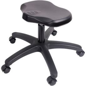 Blue Ridge Ergonomics Polyurethane Ray Stool Desk Height with Casters Black PRPDHSL-TB-RC-BLK