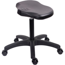Blue Ridge Ergonomics Polyurethane Ray Stool Medium Bench Height with Casters Black PRPMBSL-TB-RC-BLK