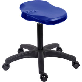 Blue Ridge Ergonomics Polyurethane Ray Stool Medium Bench Height with Casters Blue PRPMBSL-TB-RC-BLU