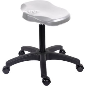 Blue Ridge Ergonomics Polyurethane Ray Stool Medium Bench Height with Casters Gray PRPMBSL-TB-RC-GRY