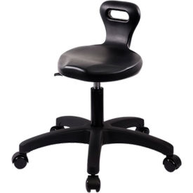 Blue Ridge Ergonomics Polyurethane Serpent Stool Desk Height with Casters Black PSPDHSL-TB-RC-BLK