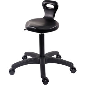 Blue Ridge Ergonomics Polyurethane Serpent Stool Medium Bench Height with Casters Black PSPMBSL-TB-RC-BLK