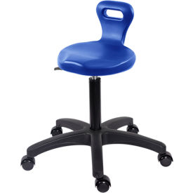 Blue Ridge Ergonomics Polyurethane Serpent Stool Medium Bench Height with Casters Blue PSPMBSL-TB-RC-BLU