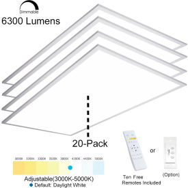 eSenLite® 2x4ft 50W 6500 LM LED Ceiling Panel Troffer Light 3000-5000K CCT Dim w/ Remote 20 PK EEBPTL2450W-R20