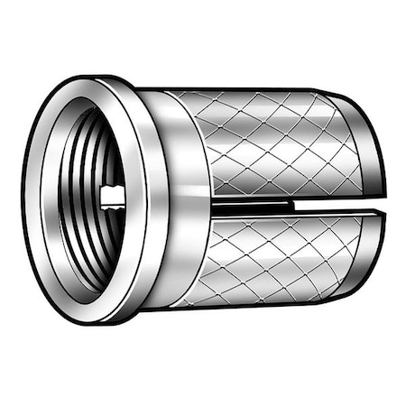 Press Insert, #6-32 Int Thrd Sz, 1/4 in L, 13/64 in Dia., 18-8 Stainless Steel, Plain, 10 PK MPN:260-006-CR-PK10