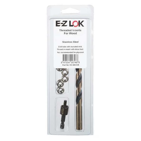 Thread Repair Kit, Knife Thread Inserts, #10-24, Plain Stainless Steel, 6 Inserts MPN:EZ-400-3-CR