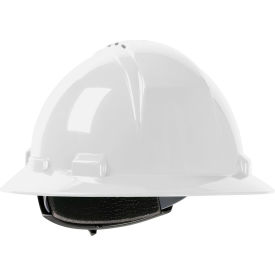 Kilimanjaro Full Brim Hard Hat HDPE Shell Vented 4-Pt Suspension Ratchet Adjustment White 280-HP641RV-01