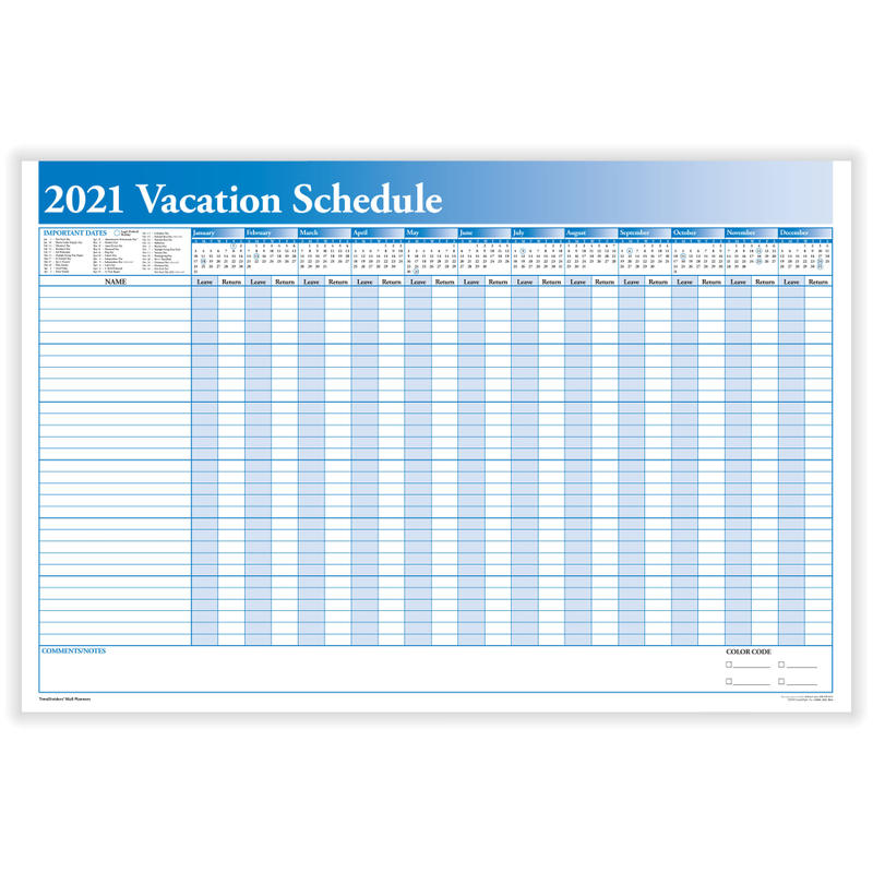 ComplyRight 2026 Calendar Planner, 36in x 24in, Full Vacation MPN:J0063