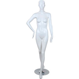 Female Mannequin - Right Arm on Hip Left Leg Forward - Gloss Finish White BELLA1