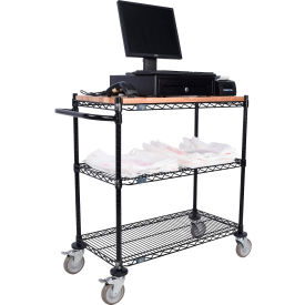 Nexel® 3 Shelf Push Cart Black Epoxy 36