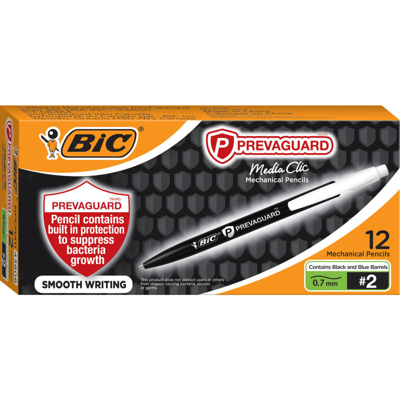 BIC Prevaguard Mechanical Pencil with antimicrobial additive, 0.7 mm, #2, Black Barrel, Pack Of 12 Pencils MPN:MPCMA11-BLK