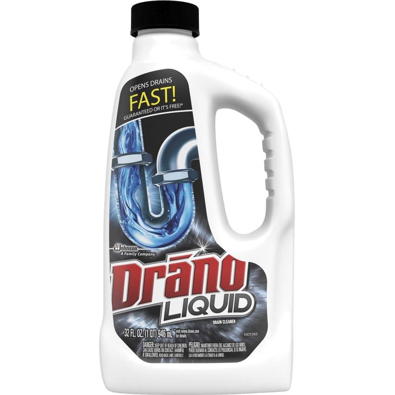 Drano Liquid Clog Remover - 32 fl oz (1 quart) - Corrosion Resistant, Phosphate-free, Easy to Use - White - 12 / Carton MPN:318593CT