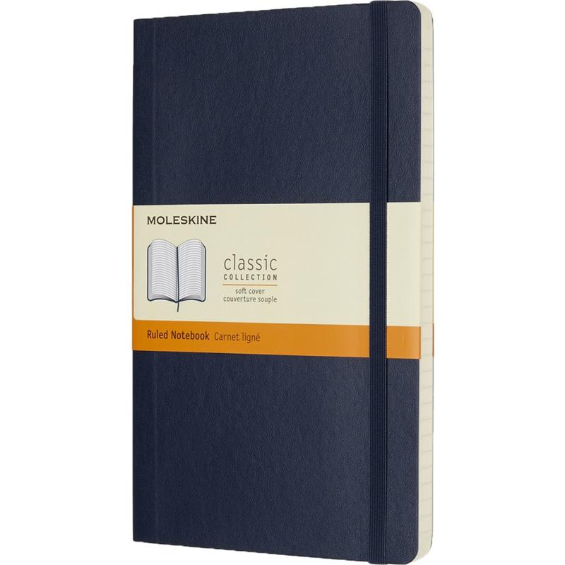 Moleskine Classic Soft Cover Notebook, 5in x 8-1/4in, Ruled, 192 Pages, Sapphire Blue (Min Order Qty 3) MPN:854740