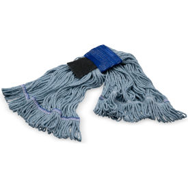 Carlisle® Looped End Mop w/ Scrubber & Green Band Medium Blue 369418S14 - Pkg Qty 12